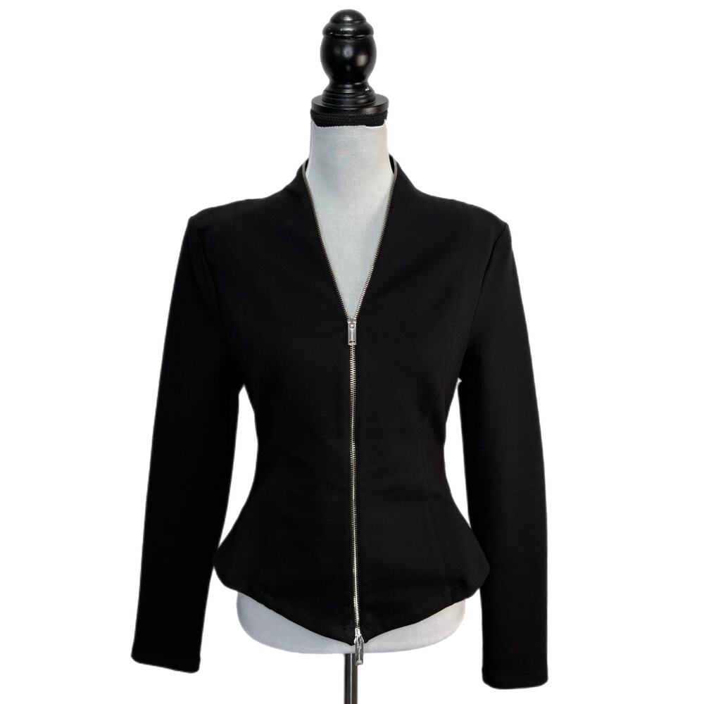 Nocturne Black Black Ponte Zipper Blazer - Women's Size L